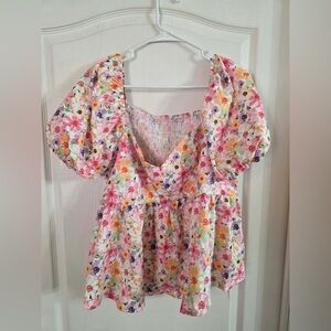 SHEIN Curve Women’s Floral Peplum Blouse NWT Sz 1X. Jan-7